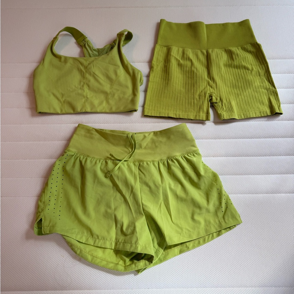 Lime Green Activewear Set - Sports Bra + Shorts
